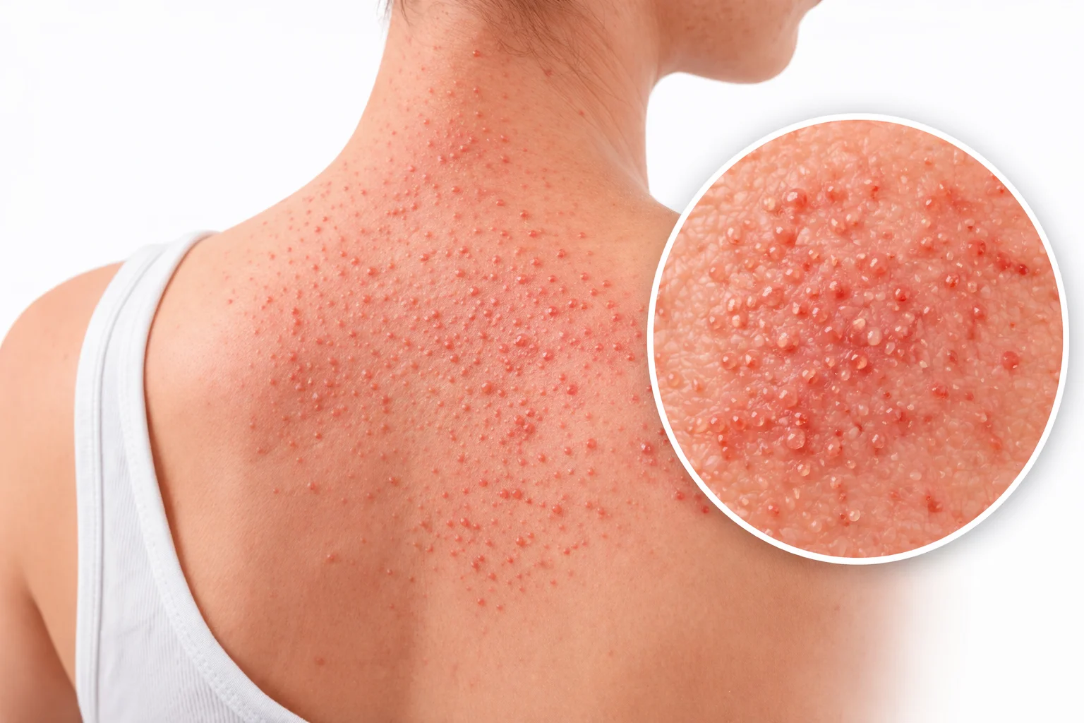 heat rash prickly heat upper back medical illustration